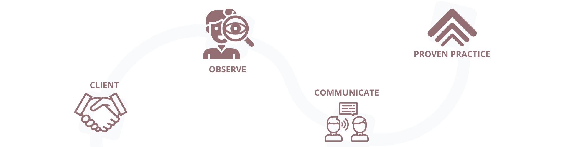Process: Client → Observe → Communicate → Proven Practice